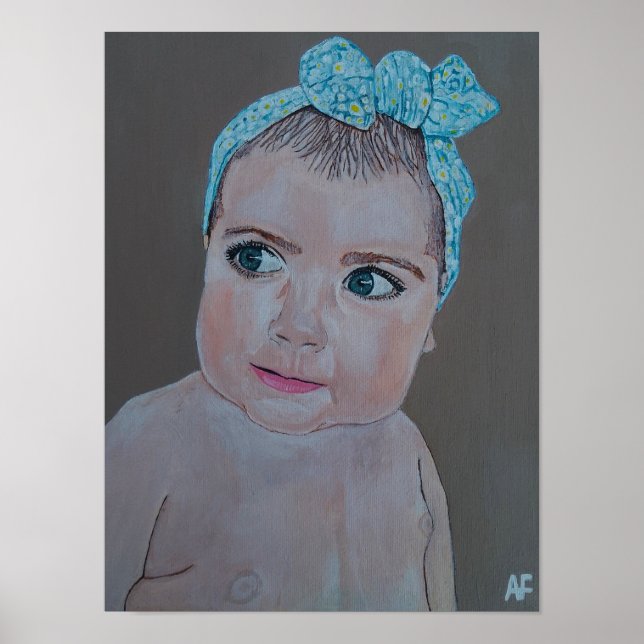 Babyporträtt målning av Alfred Fox Poster (Framsidan)