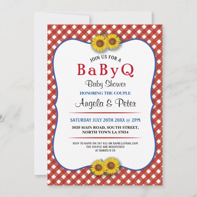 BABYQ Baby Shower BBQ Party Par Red Inbjudan (Framsida)
