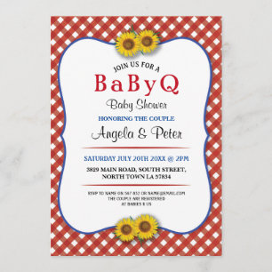 BABYQ Baby Shower BBQ Party Par Red Inbjudan