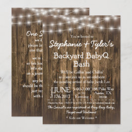 BabyQ Backyard BBQ Bash Wood Rustic Baby Shower Inbjudningar