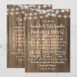 BabyQ Backyard BBQ Bash Wood Rustic Gender Neutral Inbjudningar
