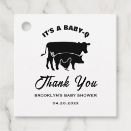 BabyQ BBQ Baby Shower Cow Gris Chicken Black White Gåvor Etiketter