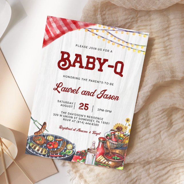 BabyQ BBQ Backyard Par Coed Rustic Baby Shower Inbjudningar (Skapare uppladdad)