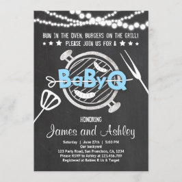 BabyQ BBQ Par Shower Coed Baby Shower Blue Inbjudningar