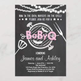 BabyQ BBQ Par Shower Coed Baby Shower Rosa Inbjudningar