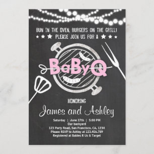 BabyQ BBQ Par Shower Coed Baby Shower Rosa Inbjudningar