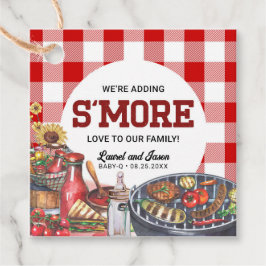 BabyQ BBQ Rustic Baby Shower S:more Gåvor Etiketter