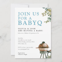 BabyQ Boy Shower BBQ-inbjudan
