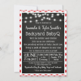 BabyQ Chalkboard Red Gingham Picnic Baby Shower Inbjudningar
