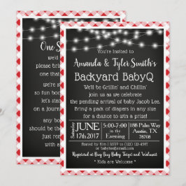 BabyQ Chalkboard Red Gingham Picnic Baby Shower Inbjudningar