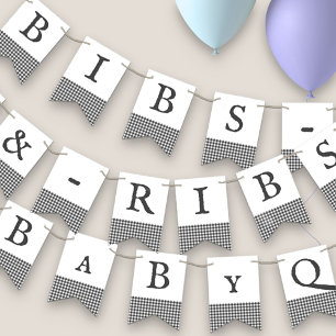 BaByQ Editable Grått Play Baby Shower Vimplar