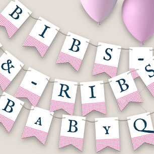 BaByQ Editable Rosa Navy Baby Shower Vimplar