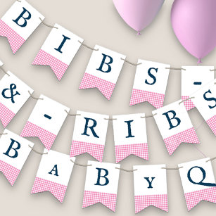 BaByQ Editable Rosa Navy Baby Shower Vimplar