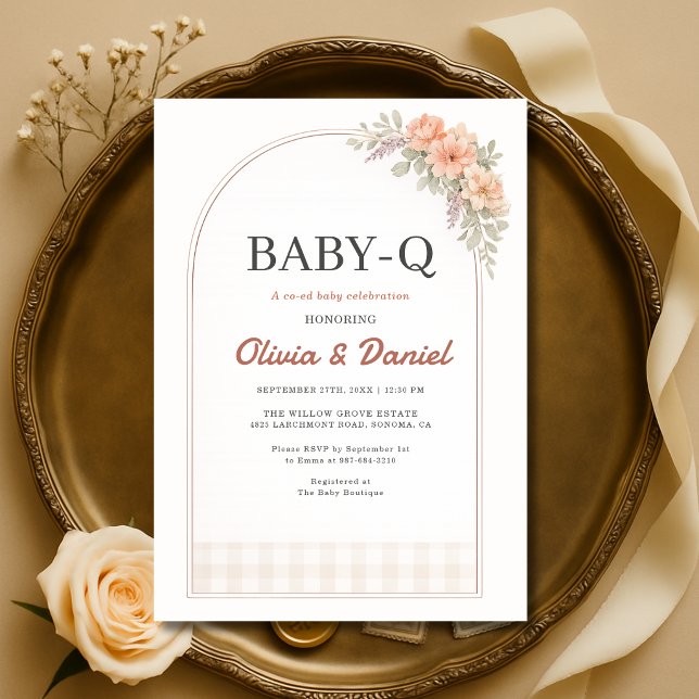 BabyQ Grillad Rutig Baby Shower Inbjudningar (Skapare uppladdad)