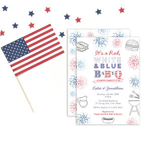 BabyQ Memorial Day Fireworks Par Baby Shower Inbjudningar