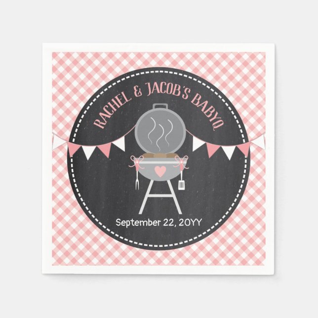 BABYQ Rosa Bun i Oven Flicka Shower Pappersservett (Framsidan)