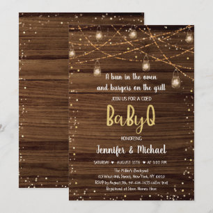 BabyQ Rustic String Ljus BBQ Baby Shower Inbjudningar