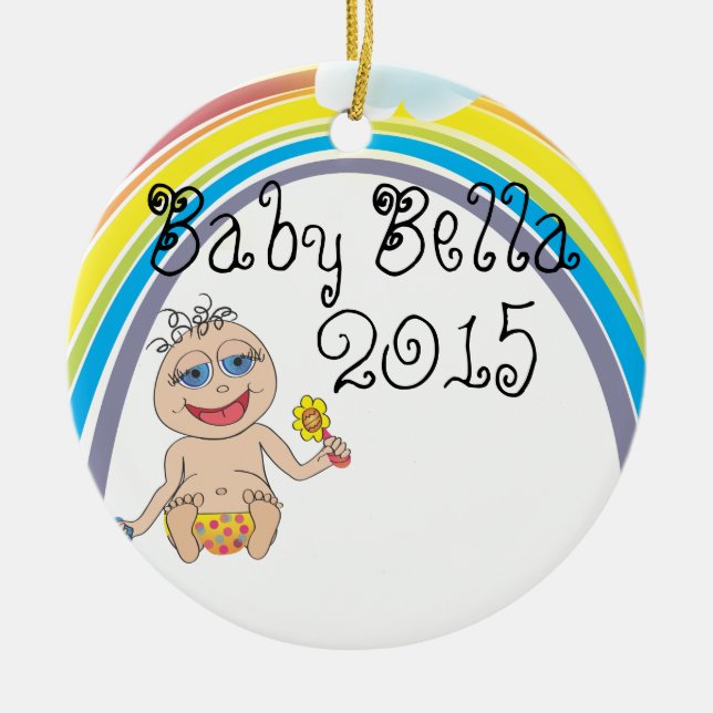Babyregnbågetecknad Julgransprydnad Keramik (Framsidan)