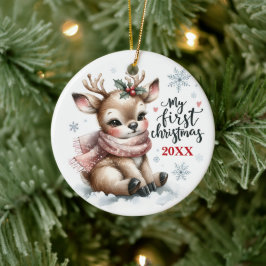 Babyrenens Första Jul Minnesvärd Foto Julgransprydnad Keramik