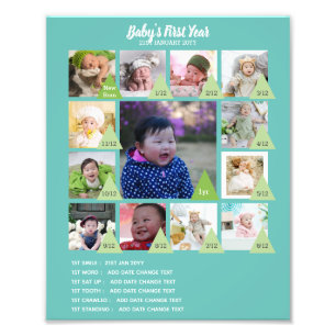 BABYS 1:A ÅRET PHOTO COLLAGE 8 x 12 $5 eller mindr Fototryck
