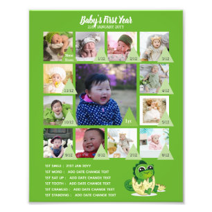 BABYS 1:A ÅRET PHOTO COLLAGE 8 x 12 $5 eller mindr Fototryck