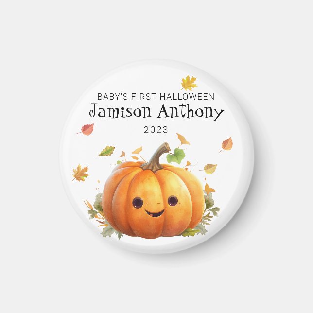 Babys 1:a Halloween Cute Pumpkin & Löv Magnet (Framsidan)