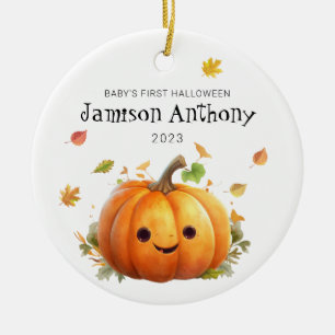 Babys 1:a Halloween Cute Pumpkin & Löv Ornament