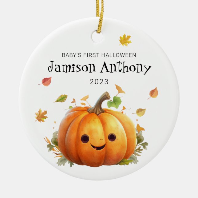 Babys 1:a Halloween Cute Pumpkin & Löv Ornament (Framsidan)