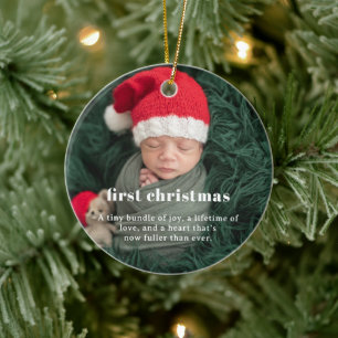 Baby's 1:a jul Känslosamt foto-minne Julgransprydnad Keramik