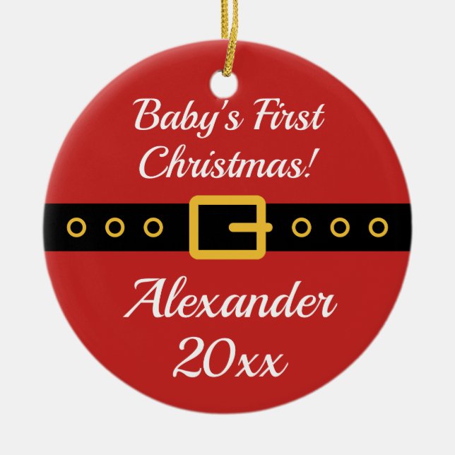 Baby's 1:a jul Santa Claus trädprydnad Julgransprydnad Keramik (Framsidan)