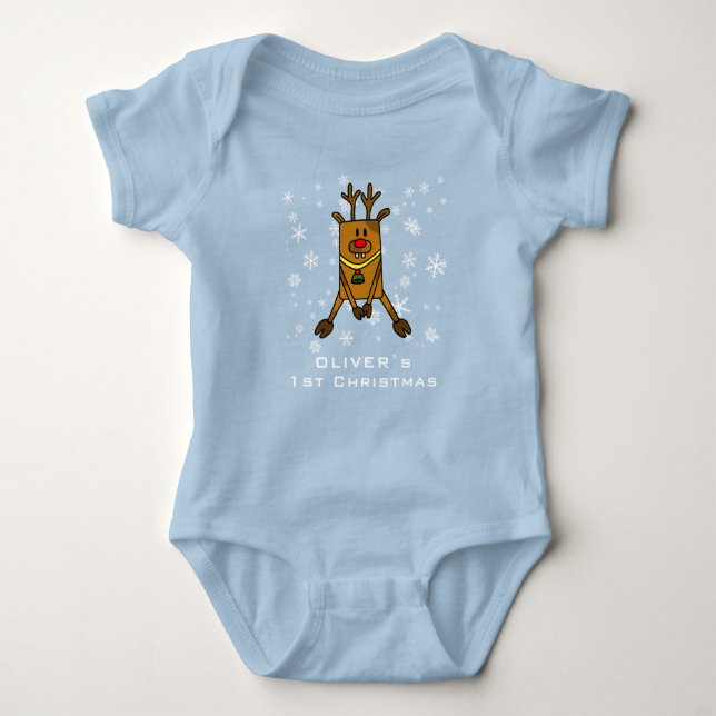 Baby's 1st Jul Cute Hjort Snowflake Boy T Shirt (Framsida)