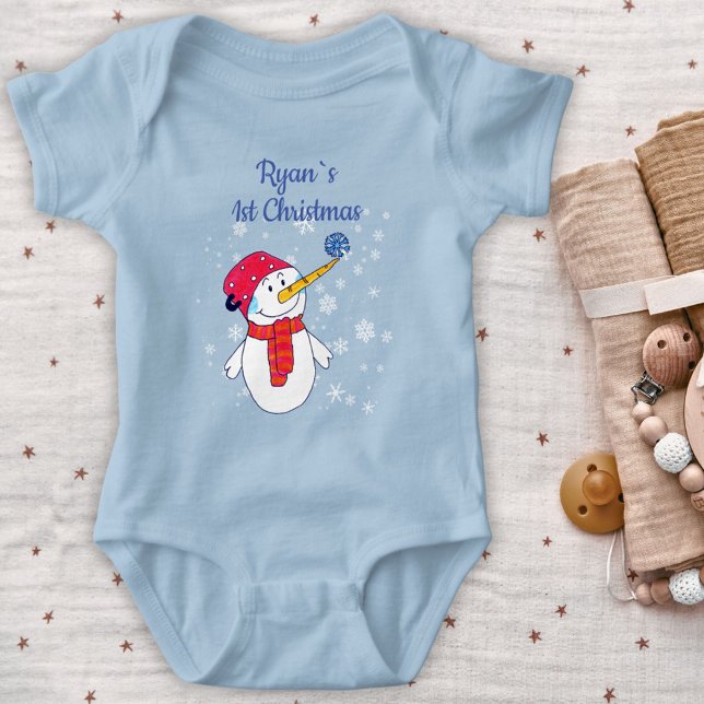 Baby's 1st Jul Cute Snögubbe Snowflake Boy T Shirt (Skapare uppladdad)