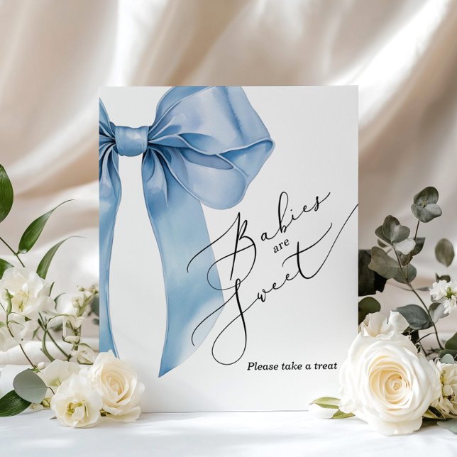 Babys är söta ta en godis blå Båge baby shower Poster (Skapare uppladdad)
