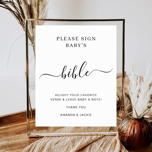 Baby's Bible Modern Minimalist Baby Shower Signage Poster (Skapare uppladdad)