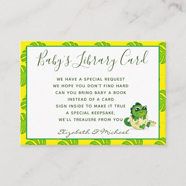 Babys Bibliotek Bok-ansökningskort Dinosaur Hatchl Tilläggskort (Framsida)