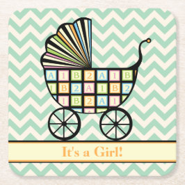 Baby's Blocks Barnvagn Baby Shower Pappersserviett Underlägg Papper Kvadrat