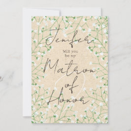 Babys Blommigt kommer du att bli min hedersmatron Inbjudningar