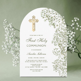 Baby's Breath-båge första kommunion Inbjudningar