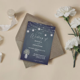 Baby's Breath Blågrå Kritskrifttavla & Strängljus Inbjudningar