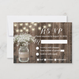 Baby's Breath Blomkruka Rustik Lada Trä RSVP OSA Kort