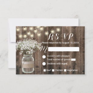 Baby's Breath Blomkruka Rustik Lada Trä RSVP OSA Kort