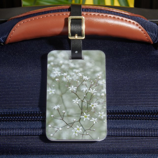 Baby's Breath Blomma Botanisk Foto Med Text Bagagebricka (Framsida Insitu 2)