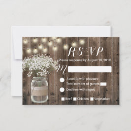 Baby's Breath Blommig Kruka Rustik Lada Trä RSVP OSA Kort