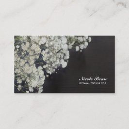Baby's Breath Blommig & Mörk Rustik Trä Elegant Visitkort
