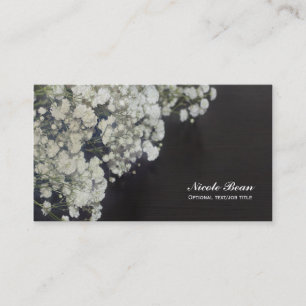 Baby's Breath Blommig & Mörk Rustik Trä Elegant Visitkort