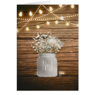Baby's Breath Blommor i Rustik Murbrukslampa & Lju OBS Kort