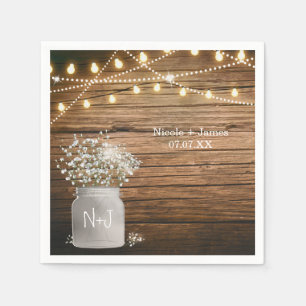 Baby's Breath Blommor i Rustik Murbrukslampa & Lju Pappersservett