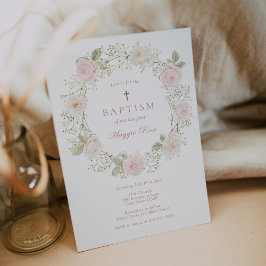 Baby's Breath-blommor och rosor Dopinbjudan Inbjudningar