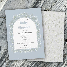 Baby's Breath Blue Boy Gypsophila Baby Shower Inbjudningar