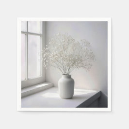 Baby's Breath-bukett i vit vas Pappersservett